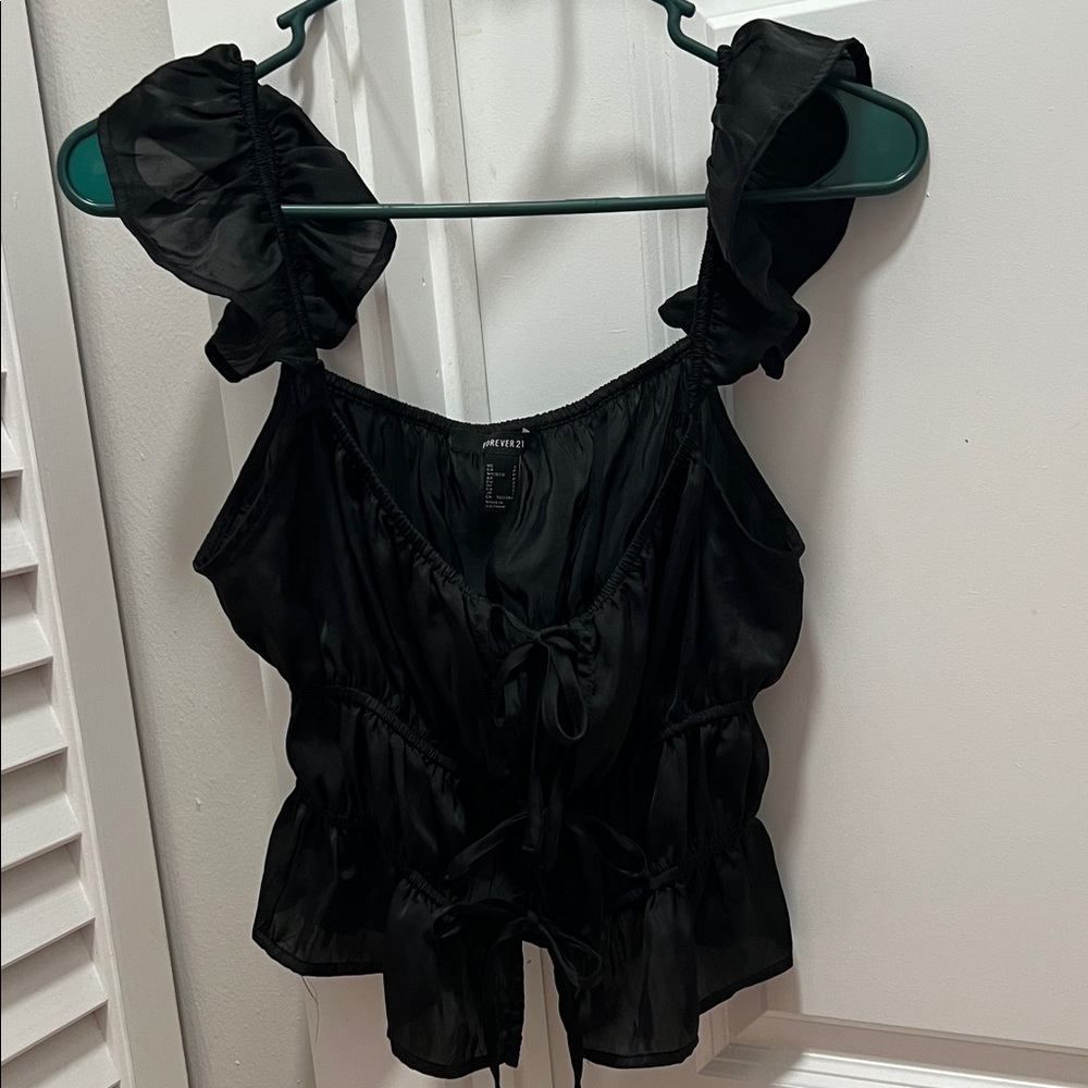 Elegant Black Ruffled Blouse